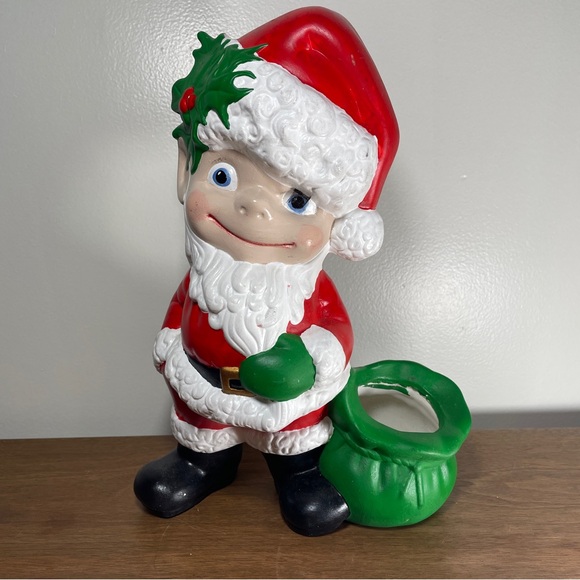Vintage 70's Atlantic Mold Ceramic Santa Boy Big Eyes Santa Elf 11" - Picture 7 of 15
